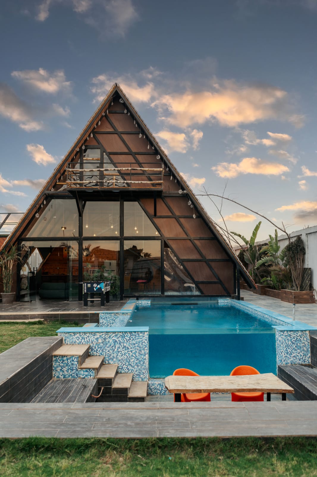 Cabin 2 — A-frame cabin at sunset